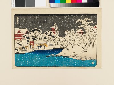 منظر للثلوج في بنتن هيل، معبد كينريوزان بواسطة Utagawa Kuniyoshi