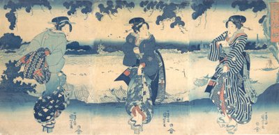 نساء بالقرب من نهر ، كاليفورنيا. 1850. بواسطة Utagawa Kuniyoshi