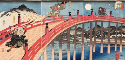 Yoshitsune ichidaiki Gojo-no-hashi no zu، ca 1839. بواسطة Utagawa Kuniyoshi