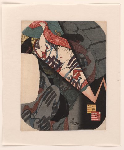 ابحث عن ملجأ أثناء حدوث عاصفة رعدية مفاجئة في المساء. Yudachi no hikariyoke (العنوان على الكائن) بواسطة أوتاغاوا ساداهيدي