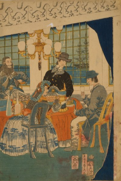 صالون لمنزل تجاري أجنبي في يوكوهاما ، 1861 بواسطة أوتاغاوا ساداهيدي