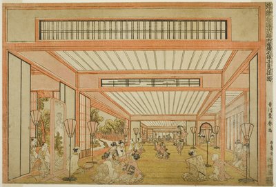 مناظر غرف الاستقبال في اليابان - وسائل الترفيه في يوم الفئران في الطراز الحديث ، c.1771-76 بواسطة أوتاغاوا تويوهارو