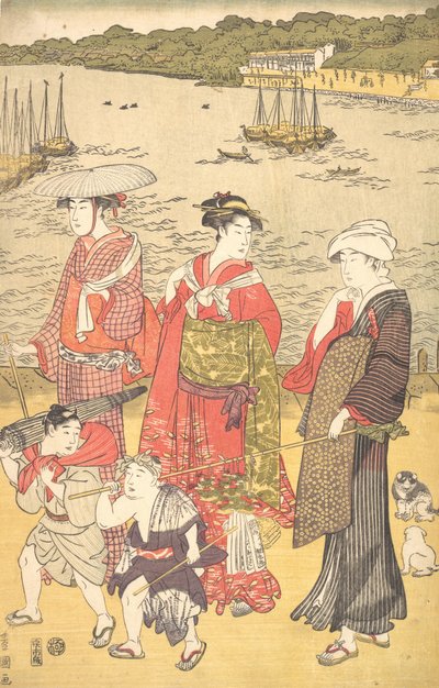 نساء على شاطئ تاكاناوا ، كاليفورنيا. 1790s. بواسطة أوتاغاوا تويوكوني الأول