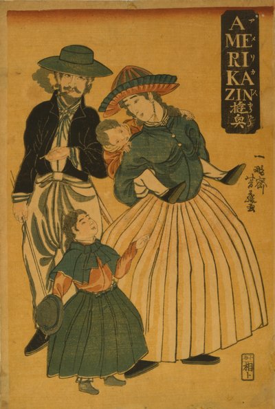 عائلة أمريكية في نزهة في يوكوهاما ، 1861 بواسطة أوتاغاوا يوشيفوجي