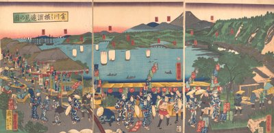 منظر بعيد ليوكوهاما من كاناغاوا ، الشهر الخامس ، 1860. بواسطة أوتاغاوا يوشيتورا