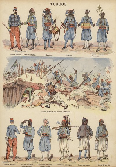 Turcos ، جنود مستعمرون من الجيش الفرنسي (لون ليثو) بواسطة فيكتور أرمان بوارسون