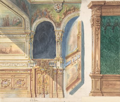 تصميم داخلي ، ربما مسرح ، كاليفورنيا. 1860-80. بواسطة VS ليون