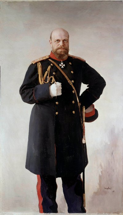 صورة على قدم الإسكندر الثالث (1845-1895) ، إمبراطور روسيا لوحة فالنتين سيروف (1865-1911) 1895 سانت بطرسبرغ. شاتو دي بيترهوف - صورة كاملة الطول للكسندر الثالث (1845-1895) ، إمبراطور روسيا. لوحة فالنتين سيروف (1865-1911) بواسطة فالنتين ألكسندروفيتش سيروف