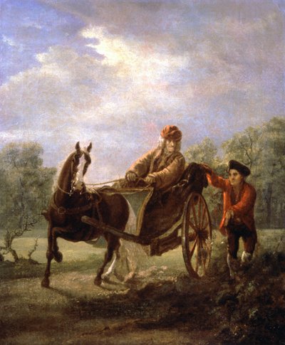 فولتير في عربة ، ج. 1770-1775 (رسم) بواسطة فالنتين ألكسندروفيتش سيروف