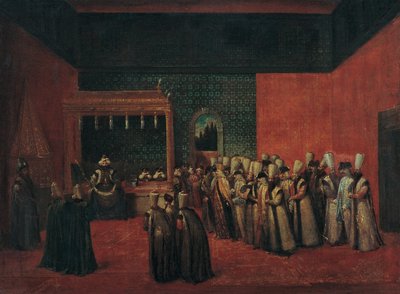 السلطان أحمد الثالث يستقبل سفير أوروبا 1720 بواسطة فانمور