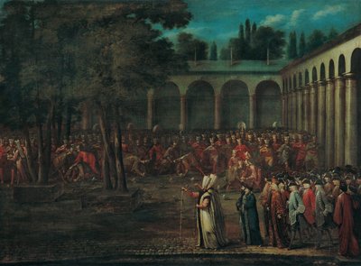 وفد السفير يمر عبر الفناء الثاني لقصر توبكابي ، 1720s بواسطة فانمور