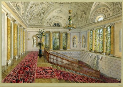 درج في قصر. عمل فاسيلي سيميونوفيتش سادوفنيكوف (1800-1879) ، لوحة مائية على ورق بواسطة فاسيلي سيمينوفيتش سادوفنيكوف