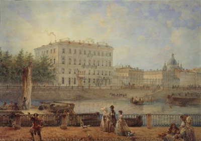 سان بطرسبورج. منظر لنهر فونتانكا ودارزهافين هاوس ، 1861 بواسطة فاسيلي سيمينوفيتش سادوفنيكوف