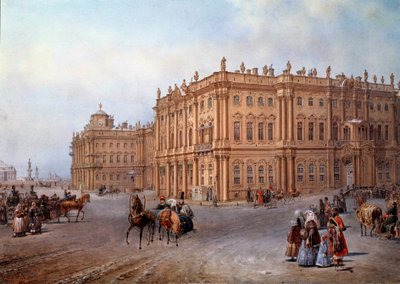 منظر لقصر الشتاء في سانت بطرسبرغ عام 1843 بواسطة فاسيلي سودوفنيكوف (أو سادوفنيكوف) بواسطة فاسيلي سيمينوفيتش سادوفنيكوف