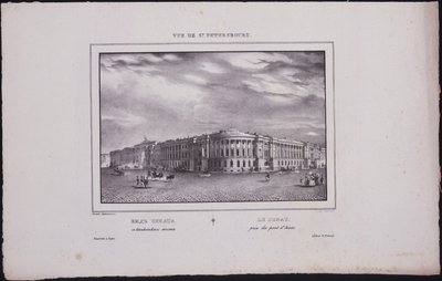 مناظر سانت بطرسبرغ. منظر لمبنى مجلس الشيوخ من جسر القديس إسحاق ، 1833 بواسطة فاسيلي سيمينوفيتش سادوفنيكوف