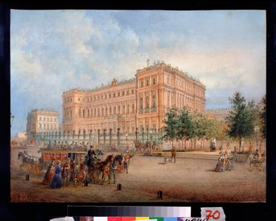 منظر لقصر نيكولاس في سانت بطرسبرغ. عمل فاسيلي سيميونوفيتش سادوفنيكوف (1800-1879) ، لوحة مائية على ورق بواسطة فاسيلي سيمينوفيتش سادوفنيكوف