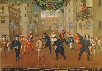 كوميديون إيطاليون وفرنسيون يلعبون في Farces ، 1670 بواسطة Verio