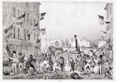 حاجز في شارع دوفين ، 29 يوليو 1830 ، محفور من قبل H. Delaporte بواسطة فيكتور آدم