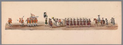 موكب تاريخي في الذكرى المئوية الثانية لجامعة أوترخت ، 1836 (اللوحة 3) مسيرة الجيش الهولندي إلى أوستند ، 3 يوليو 1600 ، في اليوم التالي للانتصار في Nieuwpoort ؛ وفقًا للأداء المليء بالملابس الذي قدمه H H Student بواسطة شركة Caramelli and Co.