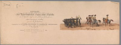 موكب تاريخي في الذكرى المئوية الثانية لجامعة أوترخت ، 1836 (طباعة العنوان) مسيرة الجيش الهولندي إلى أوستند ، 3 يوليو 1600 ، في اليوم التالي للانتصار في Nieuwpoort ؛ وفقًا للأداء المليء بالملابس الذي قدمه H H Stud بواسطة شركة Caramelli and Co.