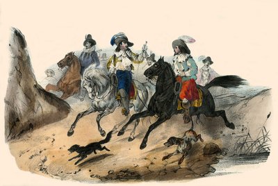 التحدي بين 2 سادتي. في ألبوم Grotesque، Choix de Types Remarkable "، رسوم توضيحية بقلم فيكتور آدم ، باريس ، حوالي عام 1850. بواسطة فيكتور آدم