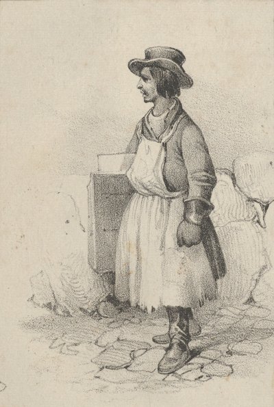 رجل يرتدي مريلة وقبعة ، منتصف القرن التاسع عشر. بواسطة فيكتور آدم