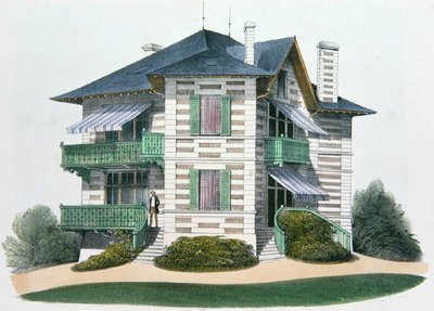 منزل في Etretat ، رسم توضيحي من "Habitations Champetres" المنشور في باريس ، c1895 (chromolitho) بواسطة فيكتور جان بابتيست (بعد) بيتي