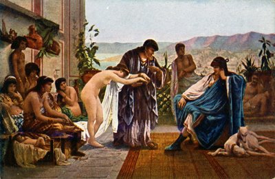 تاريخ. روما القديمة. تاجر العبيد. رسم توضيحي لـ V.Giraud ، جمهورية التشيك ، حوالي عام 1910 (بطاقة بريدية) بواسطة فيكتور جوليان جيرو