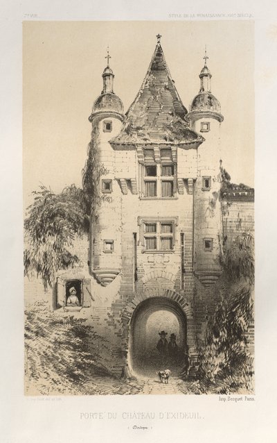 ... Pl. 7، Porte du Chateau dExideuil Dordogne، 1860. بواسطة فيكتور بيتي
