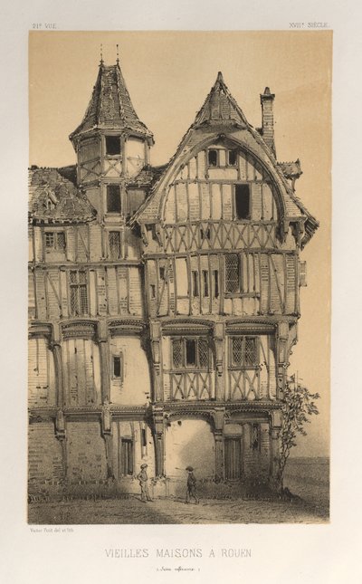 ... رر. 21 ، Vielles Maisons A Rouen Seine-Inferieure ، تم نشره عام 1860. بواسطة فيكتور بيتي