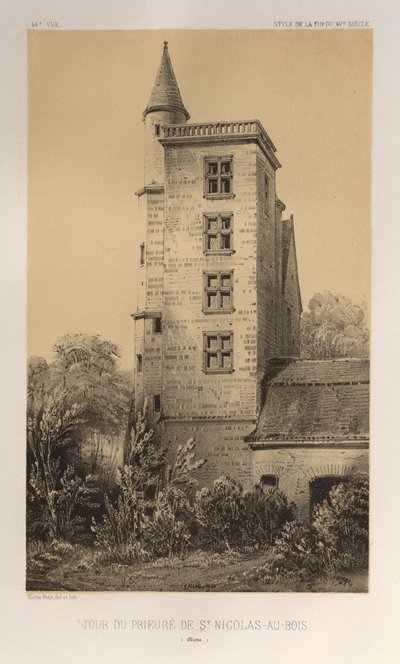 ... رر. 44 ، Tour Du Prieuré De St. Nicolas-Au-Bois Aisne ، 1860. بواسطة فيكتور بيتي