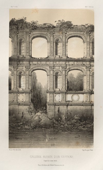 ... رر. 74 ، Galerie Ruinée DUn Château ، من رسم قديم ، 1860. بواسطة فيكتور بيتي