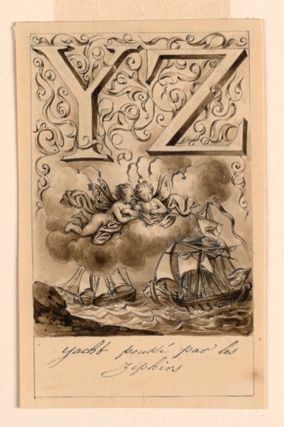 تصميم للحرفين Y و Z من التمهيدي: Yacht / Zéphir (اليخوت التي يقودها Zephyrs) بواسطة فيكتور فنسنت آدم