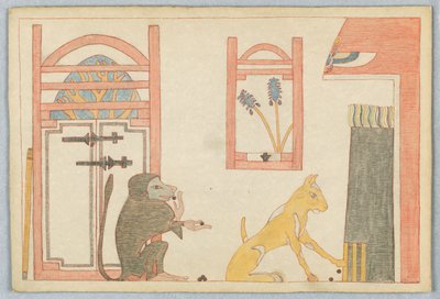القرد والقط ، رسم توضيحي لأساطير إيسوب بواسطة فيكتور ويلبور