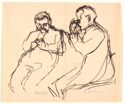 رسم الشكل. رجلان جالسان: Aarsleff و P. Johansen بواسطة Viggo Johansen