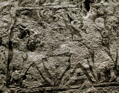 The dead riding the horse of Odin, detail of a viking funerary stone, 7th-8th century AD بواسطة الفايكنج