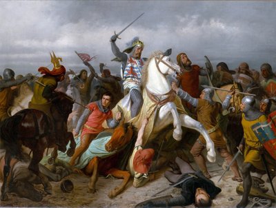 معركة كريسي في 26 أغسطس 1346 - جان إيير دي لوكسمبورغ ، ديت لافوجل (1296-1346) ، ملك بوهيميا - جون بوهيميا في معركة كريسي - فيكتور بارفيتيوس (1834-1902). زيت على قماش بواسطة فيكتور بارفيتيوس
