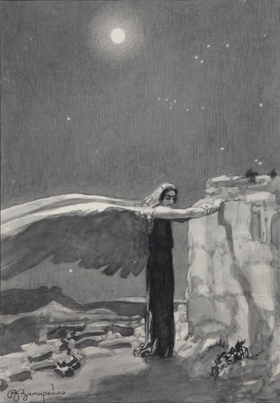 رسم توضيحي لقصيدة "الشيطان" بقلم ميخائيل ليرمونتوف ، 1913-1914 بواسطة فيكتور دميترييفيتش زاميرايلو