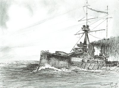 HMS Dreadnought في البحر ، 2017 ، (حبر على ورق) بواسطة فنسنت الكسندر بوث