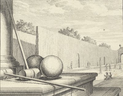 سمات الكروكيه مع لاعبين الكروكيه في الخلفية ، 1714. بواسطة Vincent Laurensz Vinne van der