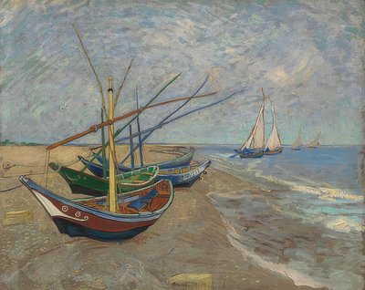 قوارب الصيد على الشاطئ في Les Saintes-Maries-de-la-Mer. آرل ، يونيو 1888 بواسطة فنسنت فان جوخ