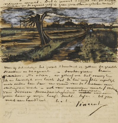 بولارد ويلون (saule tetard). رسالة إلى ثيو فان جوخ بار جوخ ، فينسينت ، فان (1853-1890). ألوان مائية ، غواش على ورق بواسطة فنسنت فان جوخ