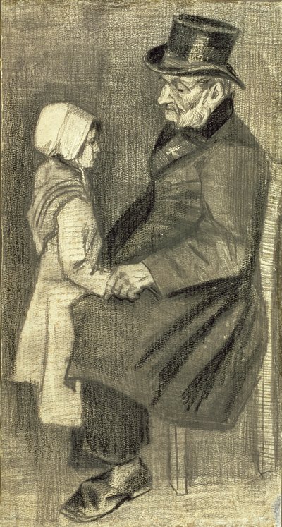 رجل جالس مع ابنته ، 1882 بواسطة فنسنت فان جوخ