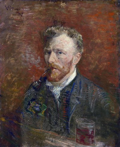 بورتريه ذاتي مع Glass par Gogh ، فنسنت ، فان (1853-1890). زيت على قماش ، الحجم: 61x50،2 بواسطة فنسنت فان جوخ
