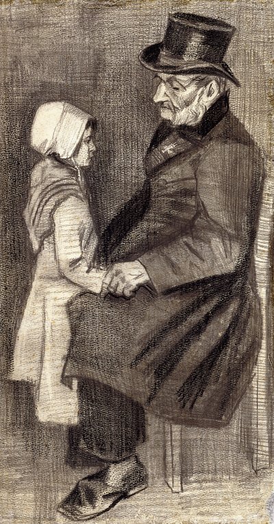 يجلس الرجل مع فتاة صغيرة. رجل يجلس مع فيليتي ، 1882 بواسطة فنسنت فان جوخ