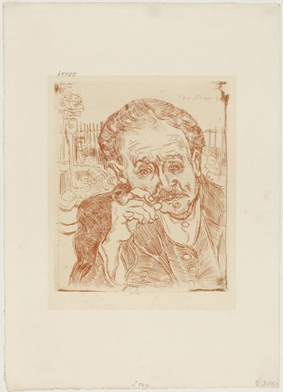 الرجل ذو الغليون (صورة شخصية للدكتور بول جاشيت)، حوالي 1890-1909 (النقش على الورق) بواسطة فنسنت فان جوخ