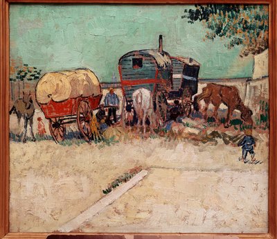 المقطورات ، معسكر البوهيميين بالقرب من آرل. لوحة لفنسنت فان جوخ (1853-1890) بواسطة فنسنت فان جوخ