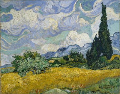 حقل القمح مع أشجار السرو ، 1889. بواسطة Vincent van Gogh