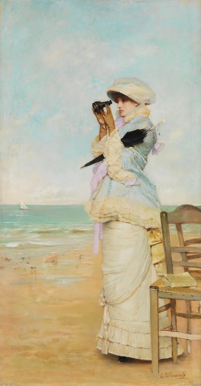 En vue - Peinture by Vicente Palmaroli y Gonzalez (1834-1896) - زيت على خشب - 43 × 22 - متحف ديل برادو ، مدريد بواسطة فنسنت جونزاليس بالمارولي