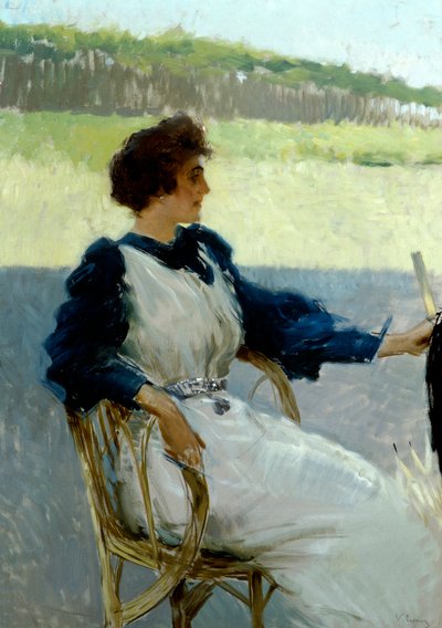 صورة لسيدة في الهواء الطلق، للفنان فيتوريو ماتيو كوركوس (1859-1933)، زيت على قماش، 92 × 64 سم، حوالي عام 1910 بواسطة فيتوريو ماتيو كوركوس